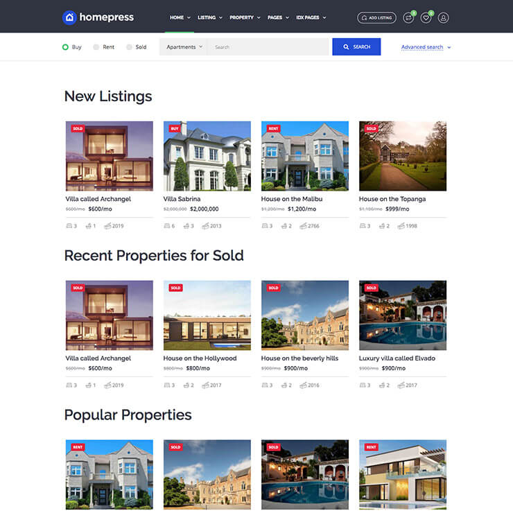 Real Estate Marketplace Dark Template